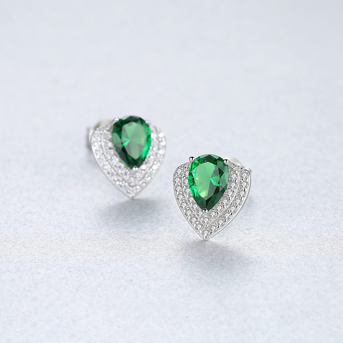 Set din argint colier si cercei elegant cu smarald verde si cristale zirconiu cesini cercei cadou