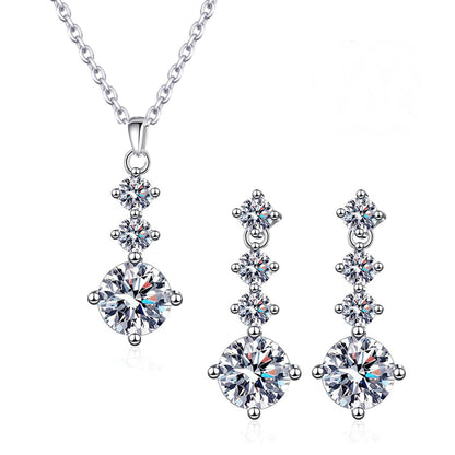 Set din argint elegant lung colier si cercei cu cristale zirconiu cesini