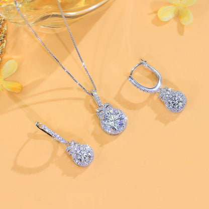 Set din argint elegant colier si cercei cu cristale zirconiu cesini cadou