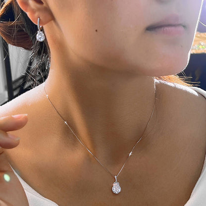 Set din argint elegant colier si cercei cu cristale zirconiu cesini femei