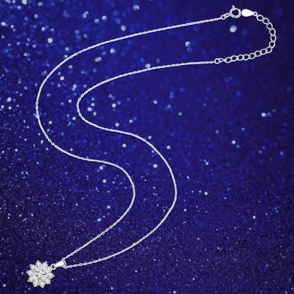 Set din argint colier si cercei elegant floare cu moissanite cesini colier cadou