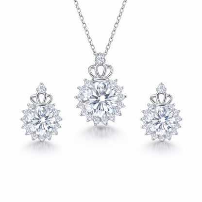 Set din argint colier si cercei floare cu cristale zirconiu cesini
