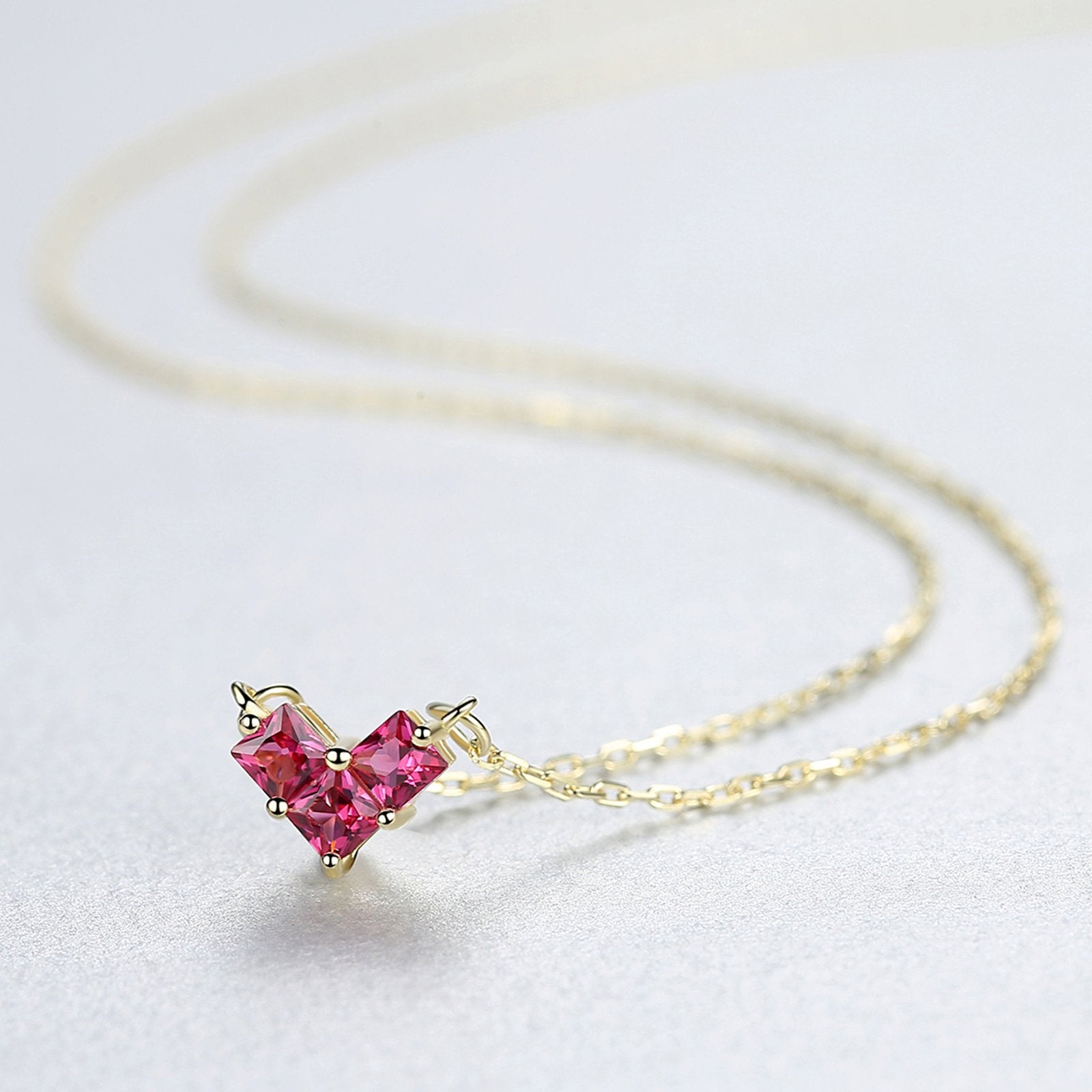Set din argint colier si cercei elegant placat cu aur cu rubin rosu cesini colier cadou