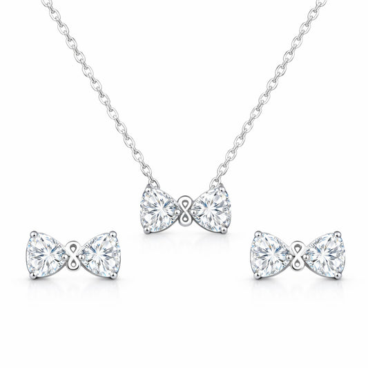 Set din argint colier si cercei inima fundita infinit cu zirconiu cesini