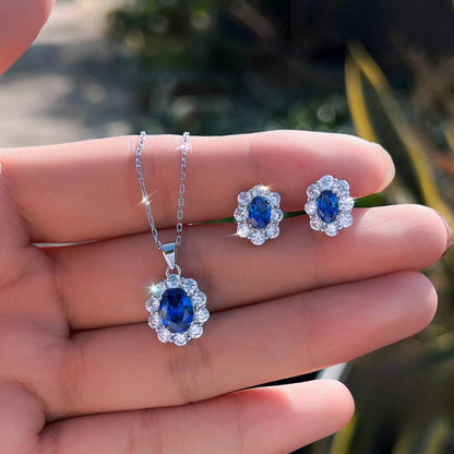 Set din Argint Esther Sapphire
