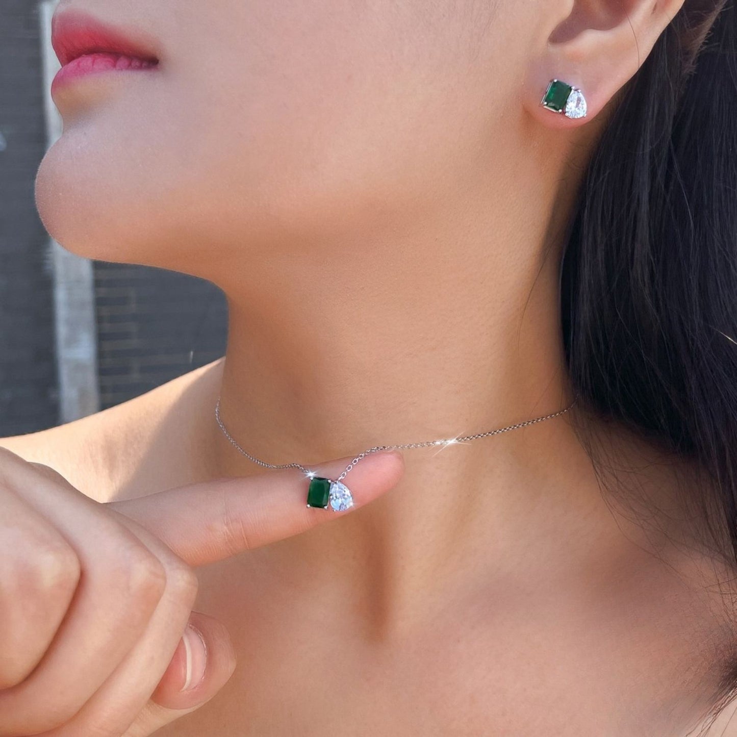 Set din Argint Luisa Emerald