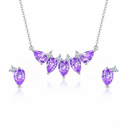 Set din argint colier si cercei lacrima cu topaz albastru si zirconiu cesini