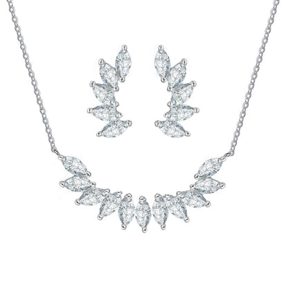 Set din argint geometric colier si cercei cu cristale zirconiu cesini