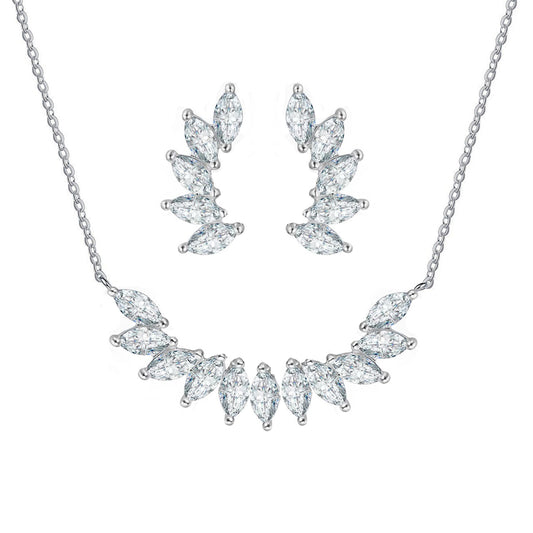 Set din argint geometric colier si cercei cu cristale zirconiu cesini