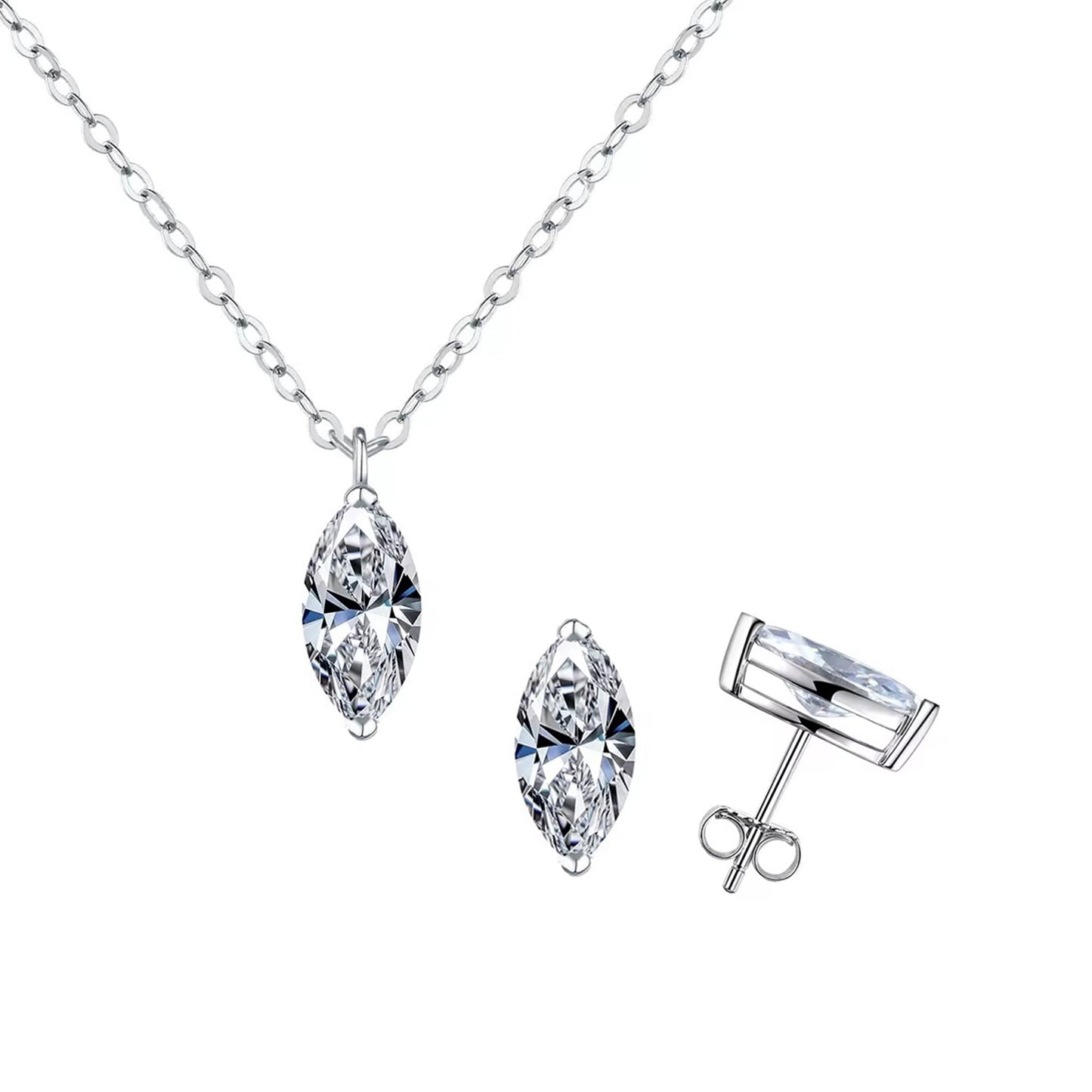Set din argint elegant geometric colier si cercei cu cristale zirconiu cesini