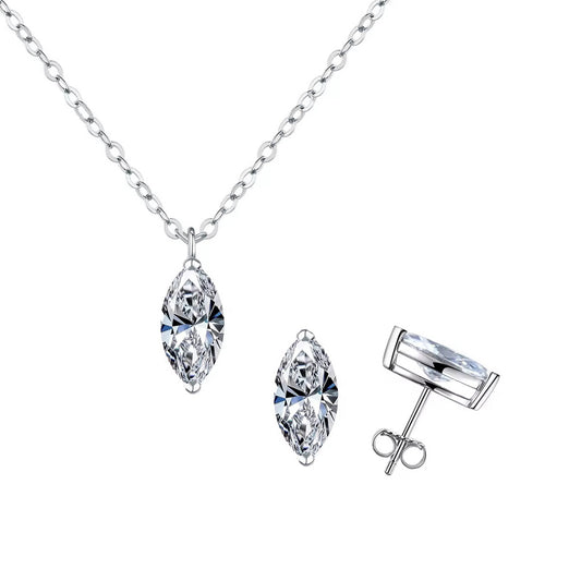 Set din argint elegant geometric colier si cercei cu cristale zirconiu cesini