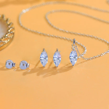Set din argint elegant geometric colier si cercei cu cristale zirconiu cesini cadou