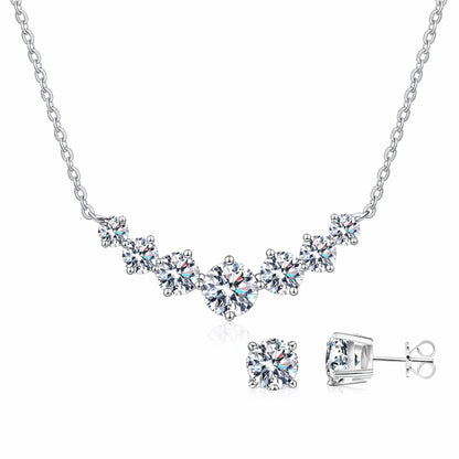 Set din argint elegant rotund colier si cercei cu cristale zirconiu cesini