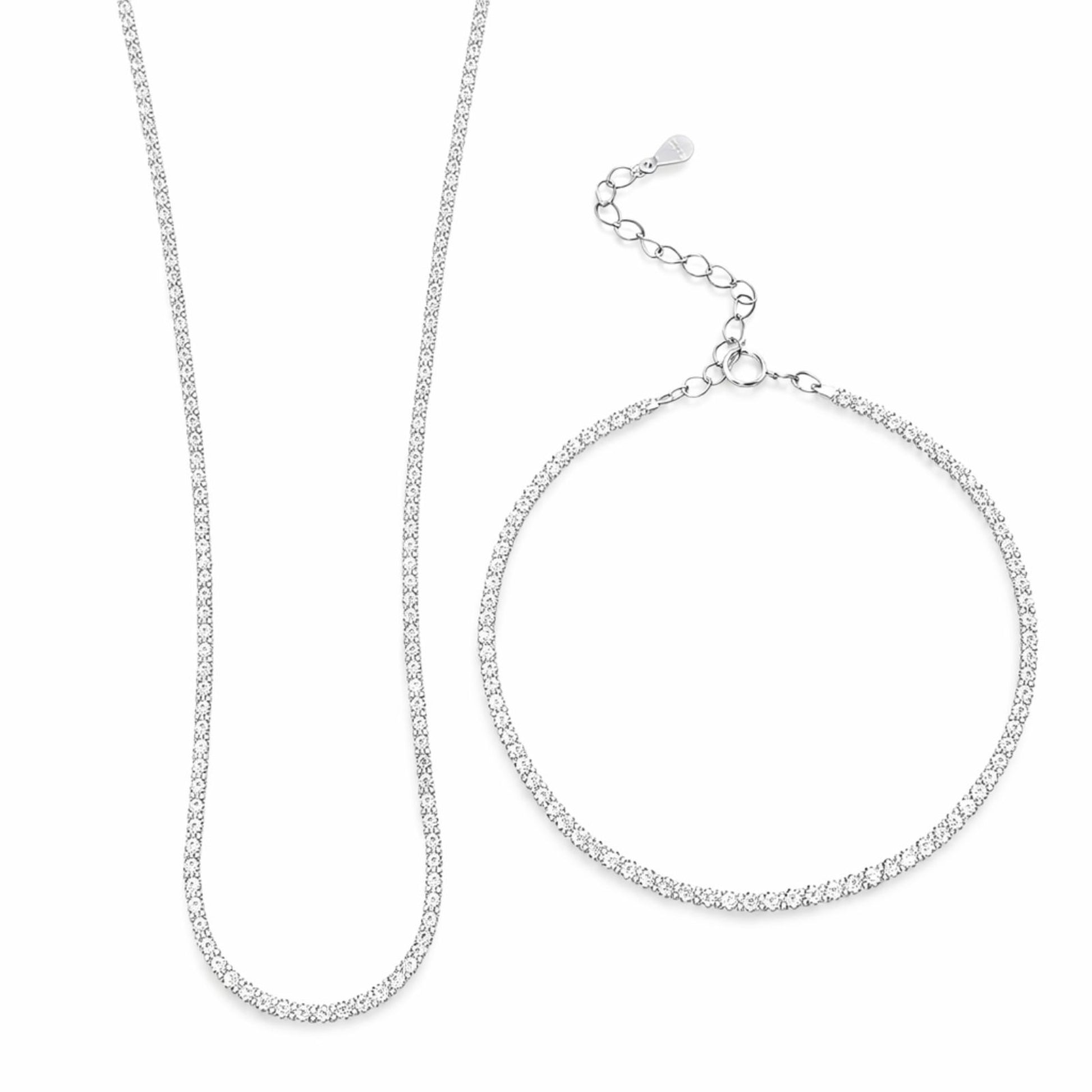 Set din argint simplu fara pietre colier si bratara cauliflower cesini