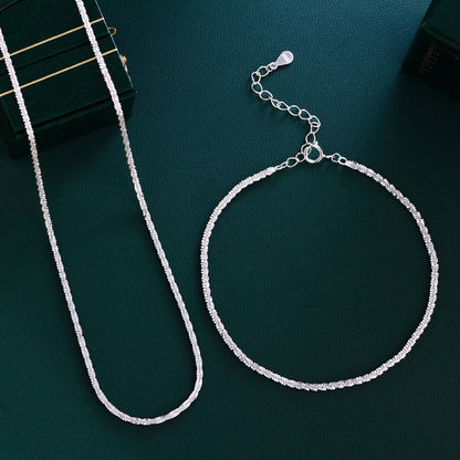 Set din argint simplu fara pietre colier si bratara cauliflower cesini cadou