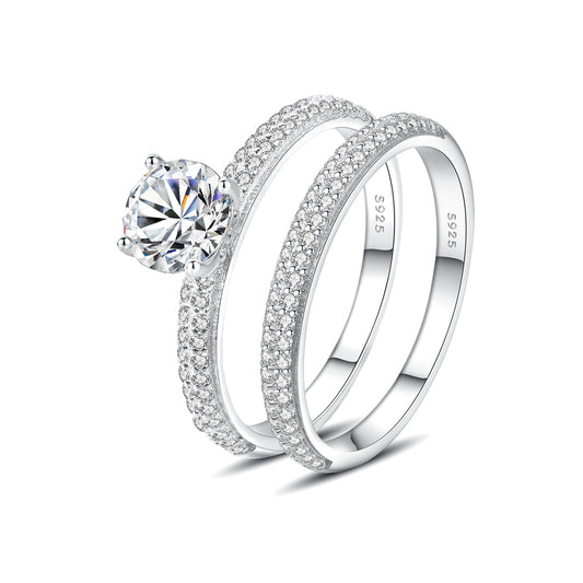 Set inele din argint elegant cu cristale zirconiu cesini
