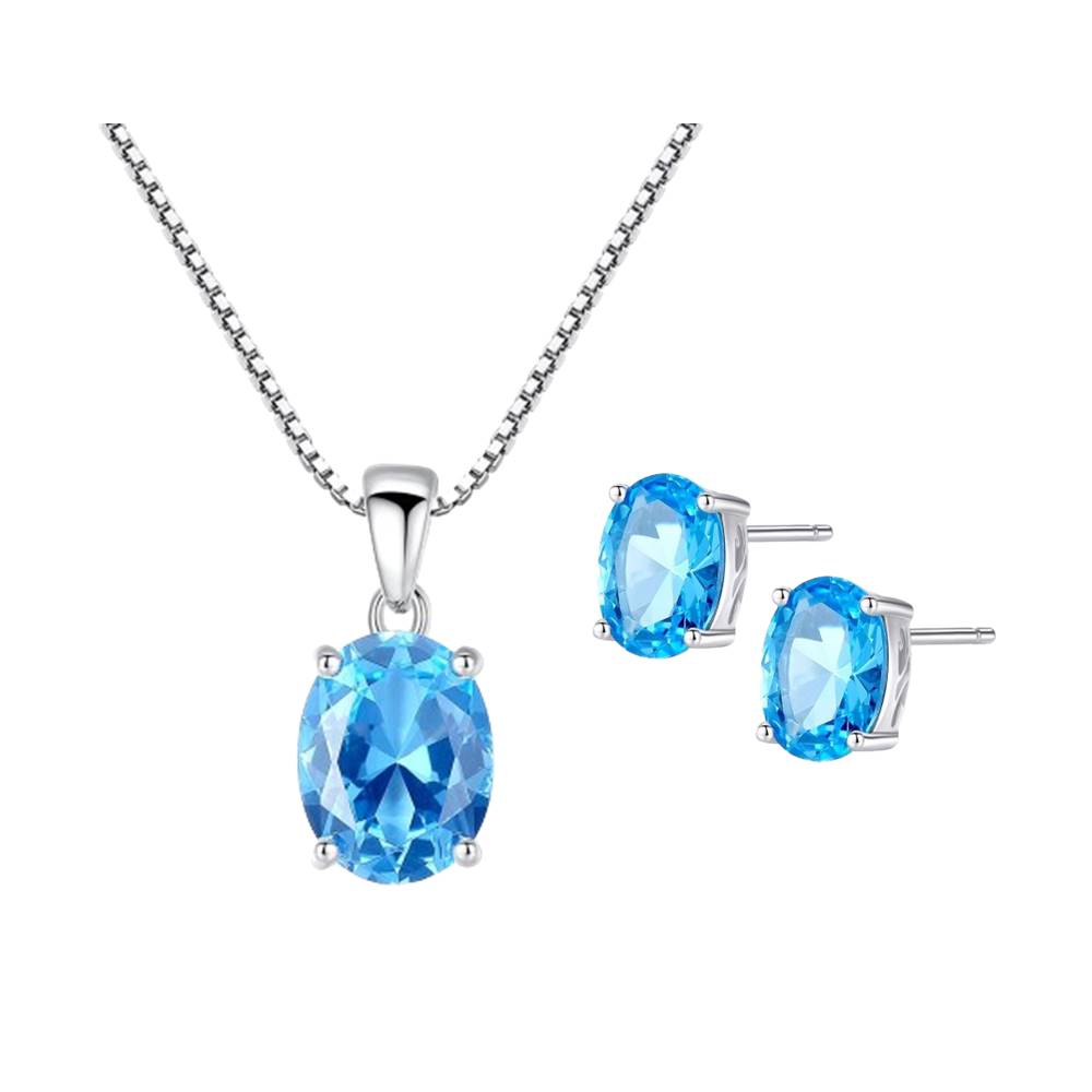 Set din Argint Oval Topaz