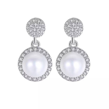 Cercei din Argint Round Pearl