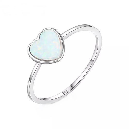 Inel din Argint Opal Simple Heart