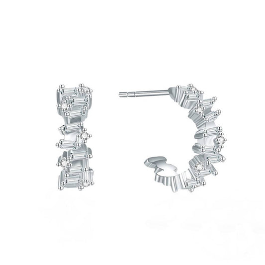 Cercei din Argint Crystal Cuff Hoops