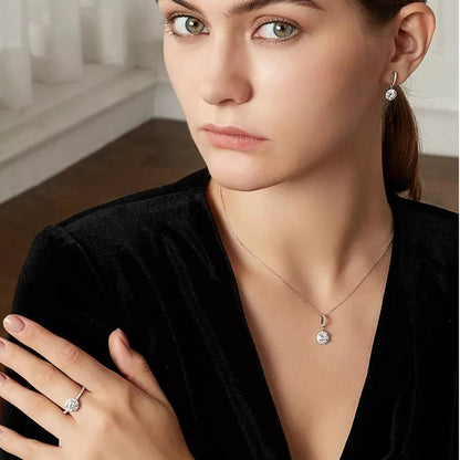 Set din Argint Round Moissanite