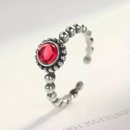 Inel reglabil din Argint Red Stone Crystal