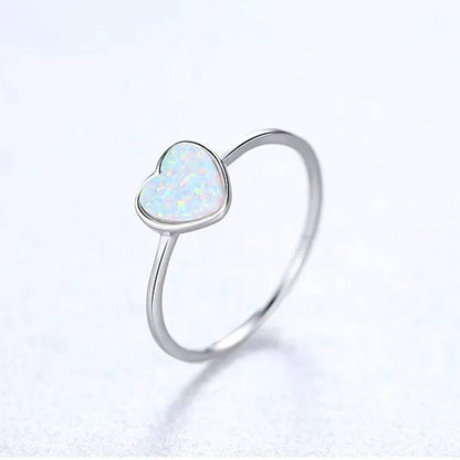 Inel din Argint Opal Simple Heart