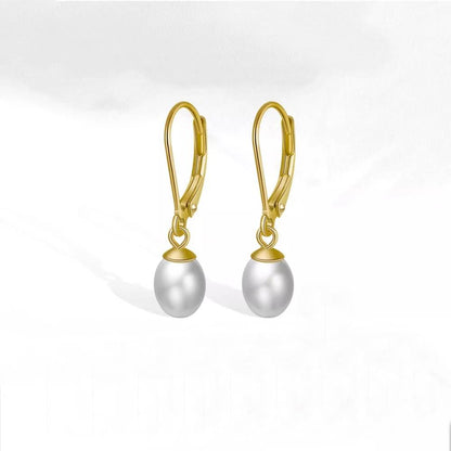 Cercei din Argint Gold Stud Pearl