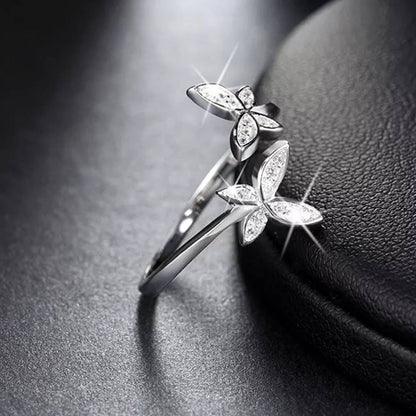 Inel reglabil din Argint Butterfly Diamonds