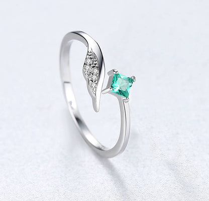 Inel reglabil din Argint Vivid Green