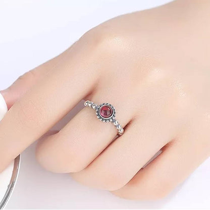 Inel reglabil din Argint Red Stone Crystal