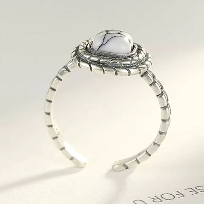 Inel reglabil din Argint White Turqoise