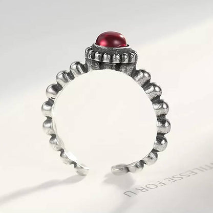 Inel reglabil din Argint Red Stone Crystal