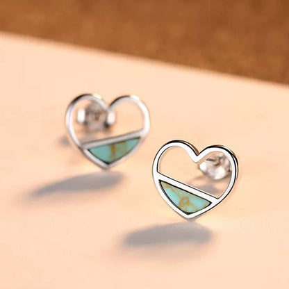 Cercei din Argint Turqoise Heart