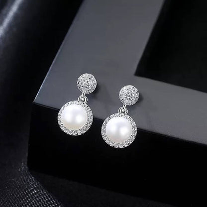 Cercei din Argint Round Pearl