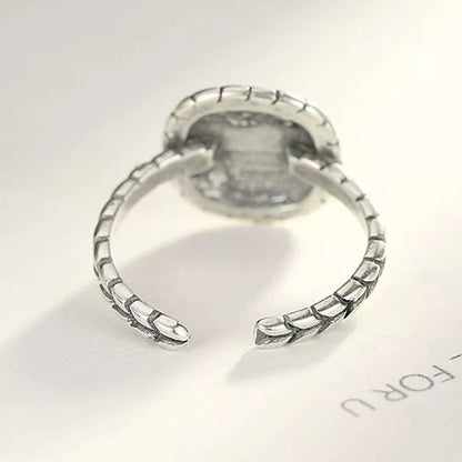 Inel reglabil din Argint White Turqoise