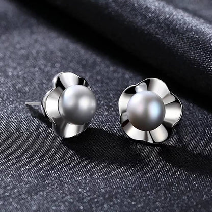 Cercei din Argint Flower Pearl