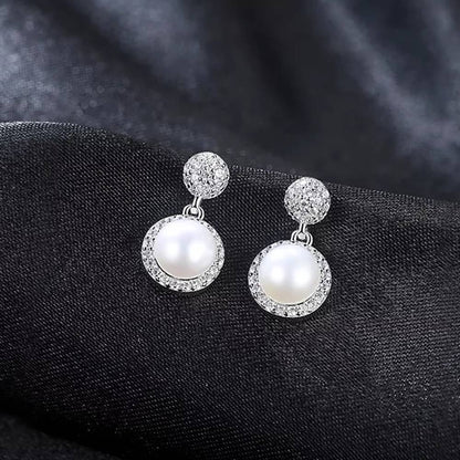 Cercei din Argint Round Pearl