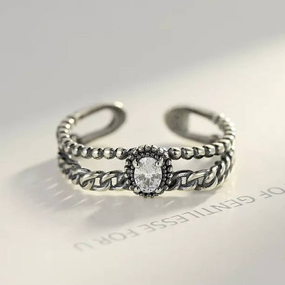 Inel reglabil din Argint Vintage Zircon