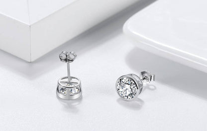 Cercei din Argint Simple Round Crystal