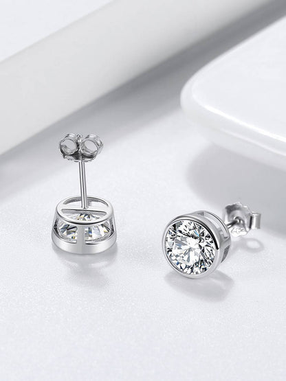 Cercei din Argint Simple Round Crystal