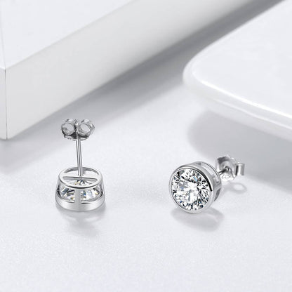 Cercei din Argint Simple Round Crystal