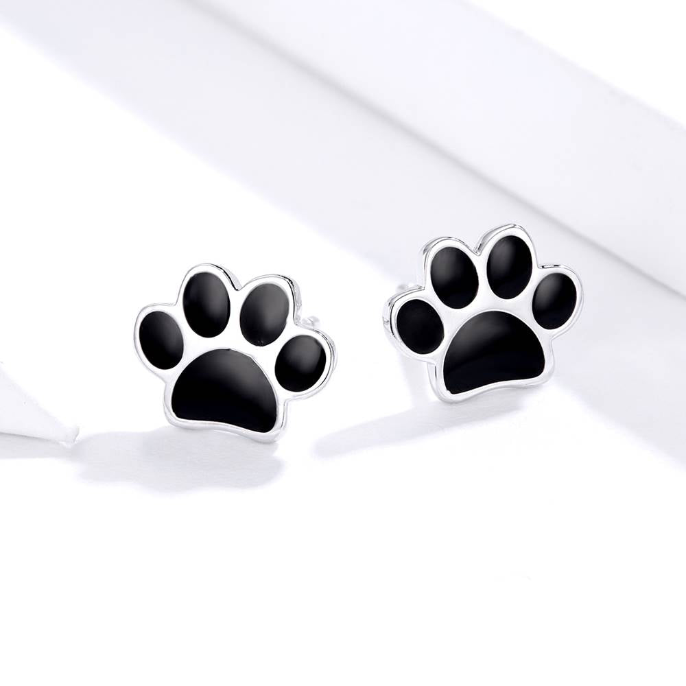 Cercei din Argint Black Pet Paws