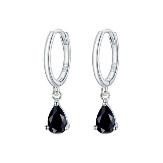 Cercei din Argint Black Waterdrop