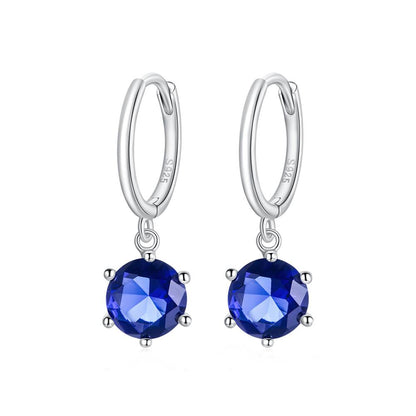 Cercei din Argint Blue Round Zircon
