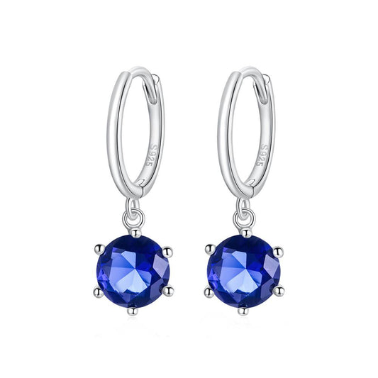 Cercei din Argint Blue Round Zircon