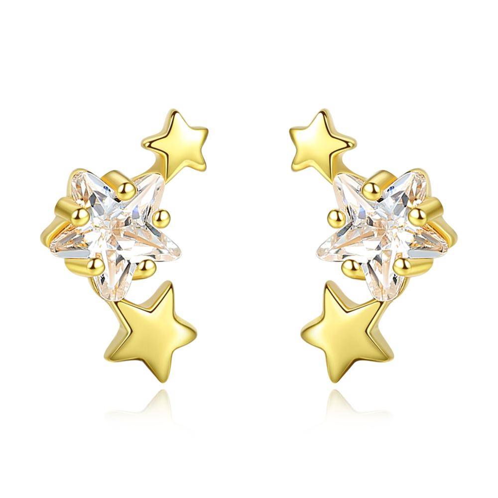 Cercei din Argint Diamond Stars Gold