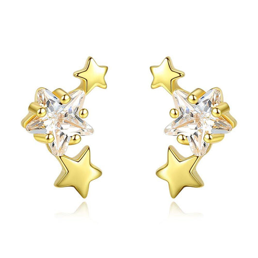 Cercei din Argint Diamond Stars Gold