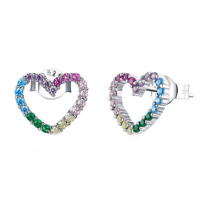 Cercei din Argint Cute Rainbow Heart