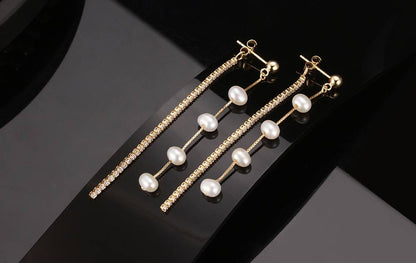 Cercei din Argint Chain Beads Pearls